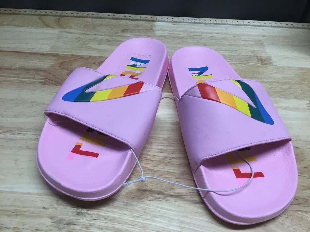 Tretorn Tragant Slide Sandals Women's 8 Lilac Unicorn Rainbow Slip On Open Toe